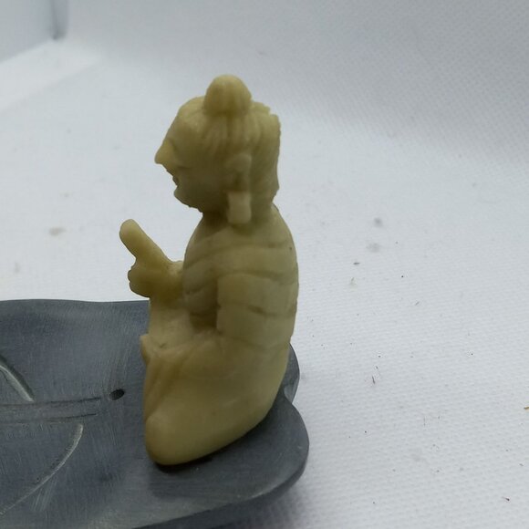 Hand Carved Buddha Incense Stick Holder Leaf Design Resin Stone Made In India - Picture 4 of 8